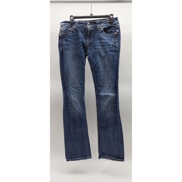 Miss Me Jeans, Size 30, Mid-Rise, Bootcut, 32W x 32L, Bedazzled, Distressed - Picture 1 of 3